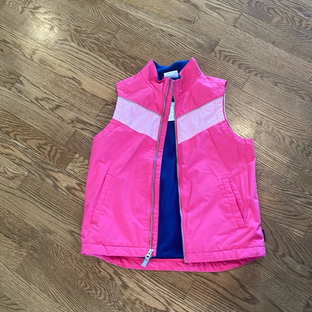 Girls size 130/ size 8 Hanna Andersson polortec fleece lined vest with zipper